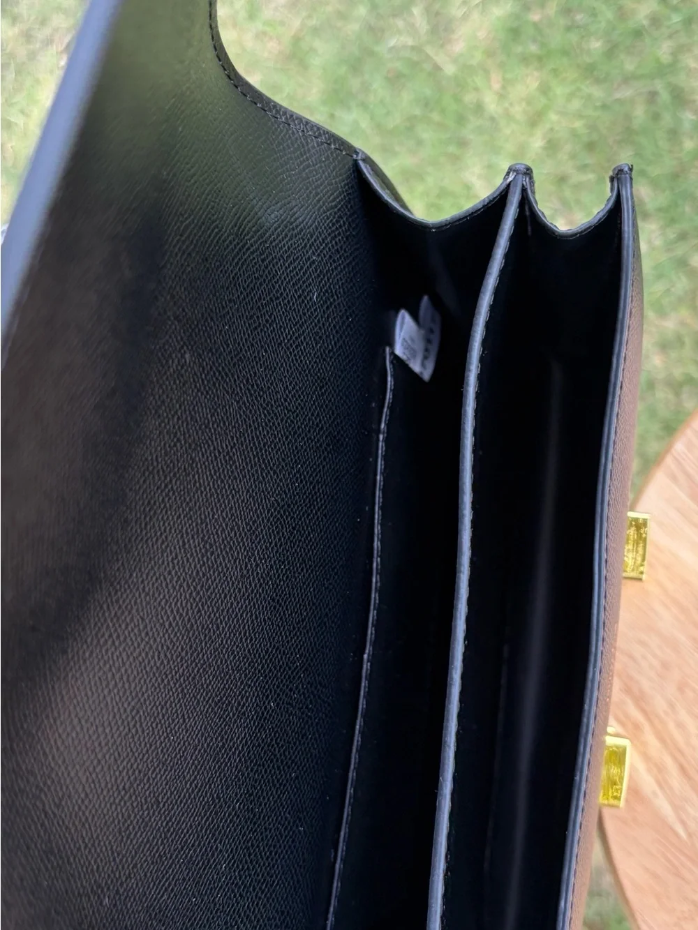 Black Real Leather Shoulder/Crossbody Bag with Gold Hardware and H Closure